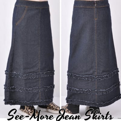 Tori triple ruffle trim childrens black denim skirt