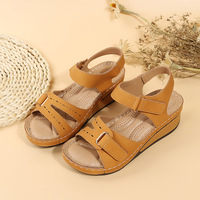 Women Summer PU Ankle Strap Buckle Flat Sandals - Thumbnail 1