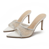 Summer Women's Rhinestone Pointed Toe High Heels Slippers  - Thumbnail 2