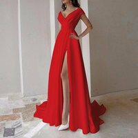  Fashion Elegan Long Dress Sleeveless Waist Split Skirt Evening Dress
 - Thumbnail 3