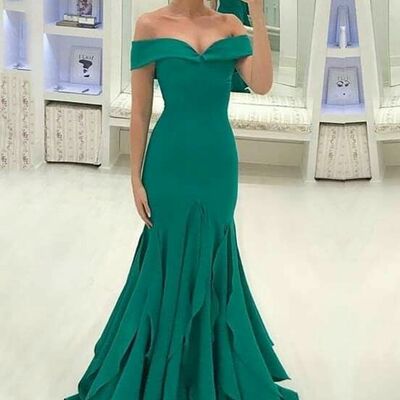 Elegant mother of the bride/groom dress green evening formal prom dress
