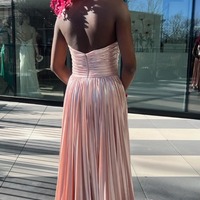  Strapless  A Line Metallic Satin Pleated Prom Dresses with Slit, PD230343 - Thumbnail 4