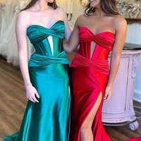  Sweetheart Mermaid Satin Prom Dresses with Slit , PD230348 - Thumbnail 1