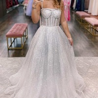 A-Line Silver Ombre Sequins Princess Straps  Prom Gown,PD230356 - Thumbnail 2