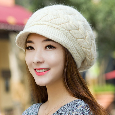 Autumn and Winter Warm Knitted Wool Hat Fashion Versatile Hat for Women