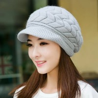 Autumn and Winter Warm Knitted Wool Hat Fashion Versatile Hat for Women - Thumbnail 1