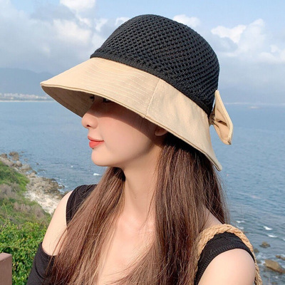 Fashion sunscreen hat mesh weaving  bow sun hat 