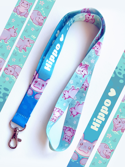 Cute hippo lanyard