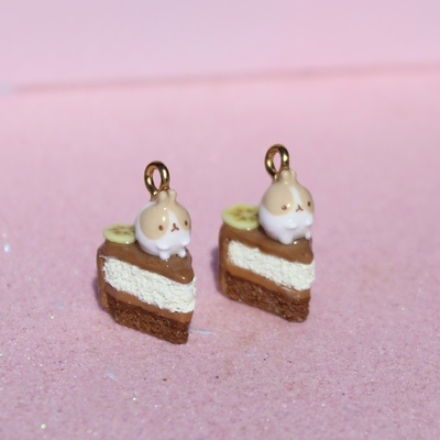 Molang banana cake earrings