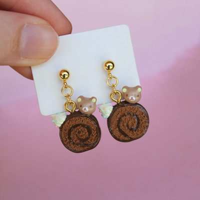 Rilakkuma cake roll earrings