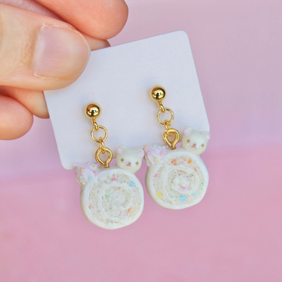 Korilakkuma cake roll earrings