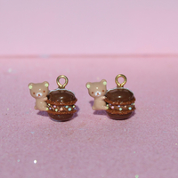 Rilakkuma chocolate macaron earrings - Thumbnail 1