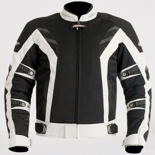 Men’s Fully Padded Black & White Biker Leather Jacket – A Stylish and Protective Racing Jacket Designed for Comfort and Durability