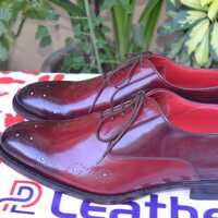 Crafted Leather New Men Burgundy Calf Oxford Dress Shoes  - Thumbnail 2