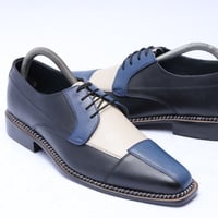  Crafted Leather New Handmade Tri Tone Leather Lace up Patchwork Dress Shoes - Thumbnail 1