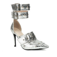 Women's pointed toe ankle strap stiletto high heel shoes 5 colors  - Thumbnail 5