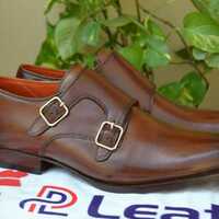 Crafted Leather Handmade Brown Double Monk Strap Dress Shoes - Thumbnail 1