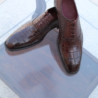 Crafted Leather Custom Made Mens Dark Brown Crocodile Texture Leather Alligator Dress Fashion Shoes - Thumbnail 3