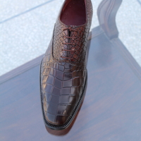 Crafted Leather Custom Made Mens Dark Brown Crocodile Texture Leather Alligator Dress Fashion Shoes - Thumbnail 6
