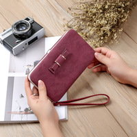 Women's wallet bow magnetic buckle box bag with multiple card slots PU coin purse hand-held bag - Thumbnail 3