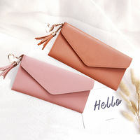 Fashion Leather Long Wallet Heart-shaped Tassel Buckle Moeny Purse Wallet - Thumbnail 1