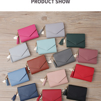  Women's tassel wallet short wallet card bag women's coin purse - Thumbnail 1