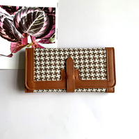 new fashionable long wallet with multiple card slots embroidered creative simple hand-held card bag - Thumbnail 1