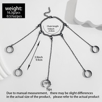 Black/Silver Punk Geometric Chain Wrist Bracelet Rings for Men - Thumbnail 1