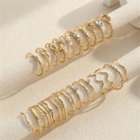 28pcs/Set minimalist diamond studded heart-shaped wave ring gold geometric joint rings - Thumbnail 2