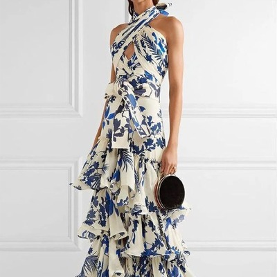  women sexy off shoulder sleeveless floral print halter dresses