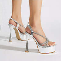 Crystal Embellished Thin-Strap Buckle Closure Sandals - Thumbnail 2