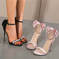 Chic Pearl Bow One-Strap Stiletto Sandals - Thumbnail 2