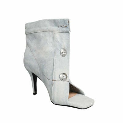 Cowboy Denim Peep Toe Stiletto Boots