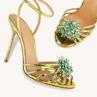 Crystal Embellishments Floral Hollow-Out Fish Mouth Sandals - Thumbnail 4