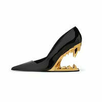 Baotou Metal-Toothed One-Step-In Fashion Statement Stylish Women's Shoes - Thumbnail 2