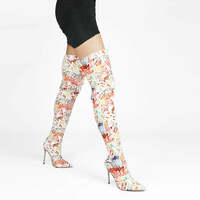 Colorful Glossy Zipper Over-the-Knee Boots - Thumbnail 3