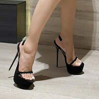 Chic and Sensual Sleek Heeled Snake Print Women's Sandals - Thumbnail 3