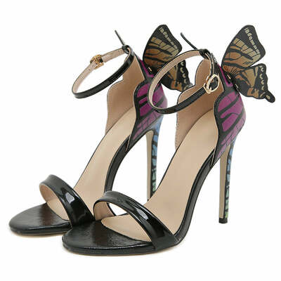 Elegant 3d butterfly buckle high heel sandals