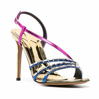 Elegant and Stylish Color-blocked Patent Leather High Heel Sandals - Thumbnail 4