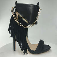 Chic Metallic Zipper Tassel Stiletto Boots - Thumbnail 3
