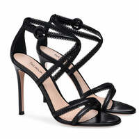 Elegant Monochrome Cross-Strap Stiletto Sandals - Thumbnail 4
