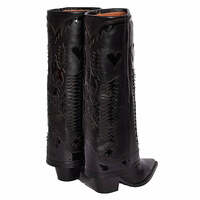 Chunky Mid-Calf Genuine Leather Plus Size Martin Boots - Thumbnail 2