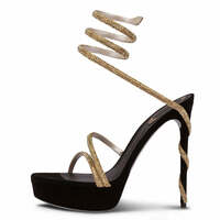 Aquatic Glamour Serpentine Straps Crystal-Embellished Stiletto Sandals - Thumbnail 2