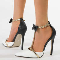 Chic Color-Block Bow-Tie Pointed-Toe Stiletto Party Shoes - Thumbnail 2