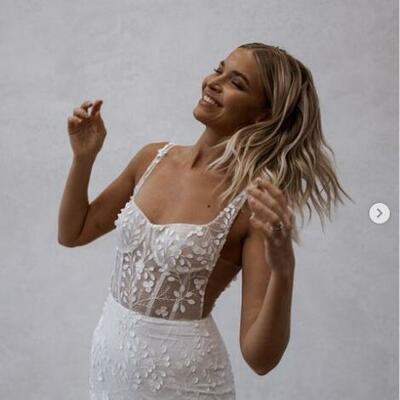 Eleghant sheath lace with dechable train wedding dresses bridal gowns,1799 - Thumbnail 1