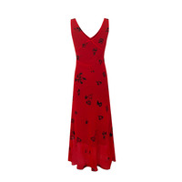 Holiday style red bottom print sexy V-neck sleeveless dress - Thumbnail 1