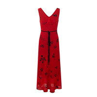 Holiday style red bottom print sexy V-neck sleeveless dress - Thumbnail 2