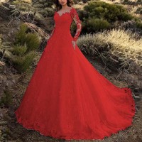 Sexy Lace Wedding Dress Evening Party Dress - Thumbnail 3