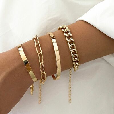 4pcs/Set Punk style bracelet LOVE Chain Jewelry Gift