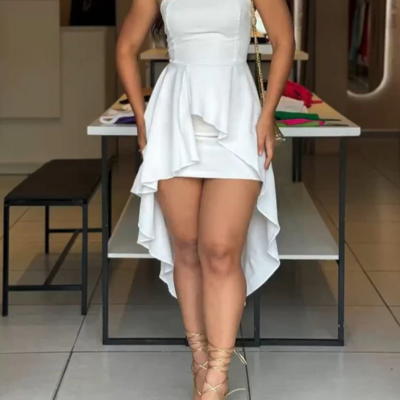 Strapless high-low sheath short homecoming dresses